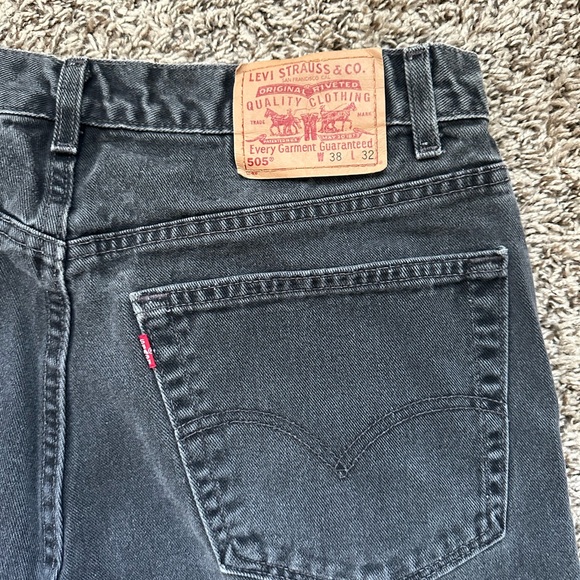 Levi’s 505 Vintage Jeans Made In USA Mens 38x32 Black Regular Fit - Picture 7 of 12